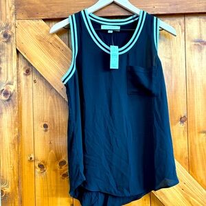 Loft Small NWT Black Sleeveless Gray Pocket Top